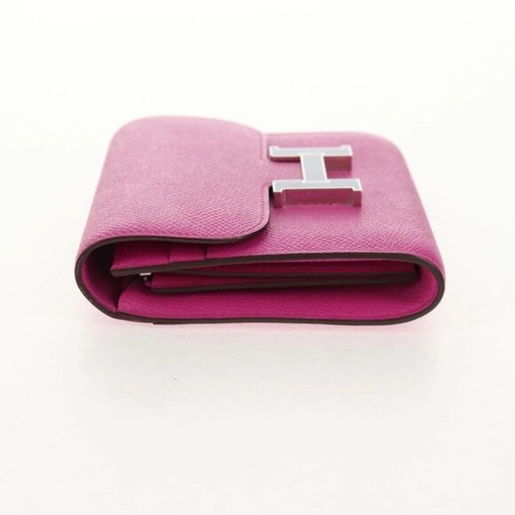 HERMES Constance Compact Wallet Leather Purple pink Auth 142362M - Picture 6 of 16
